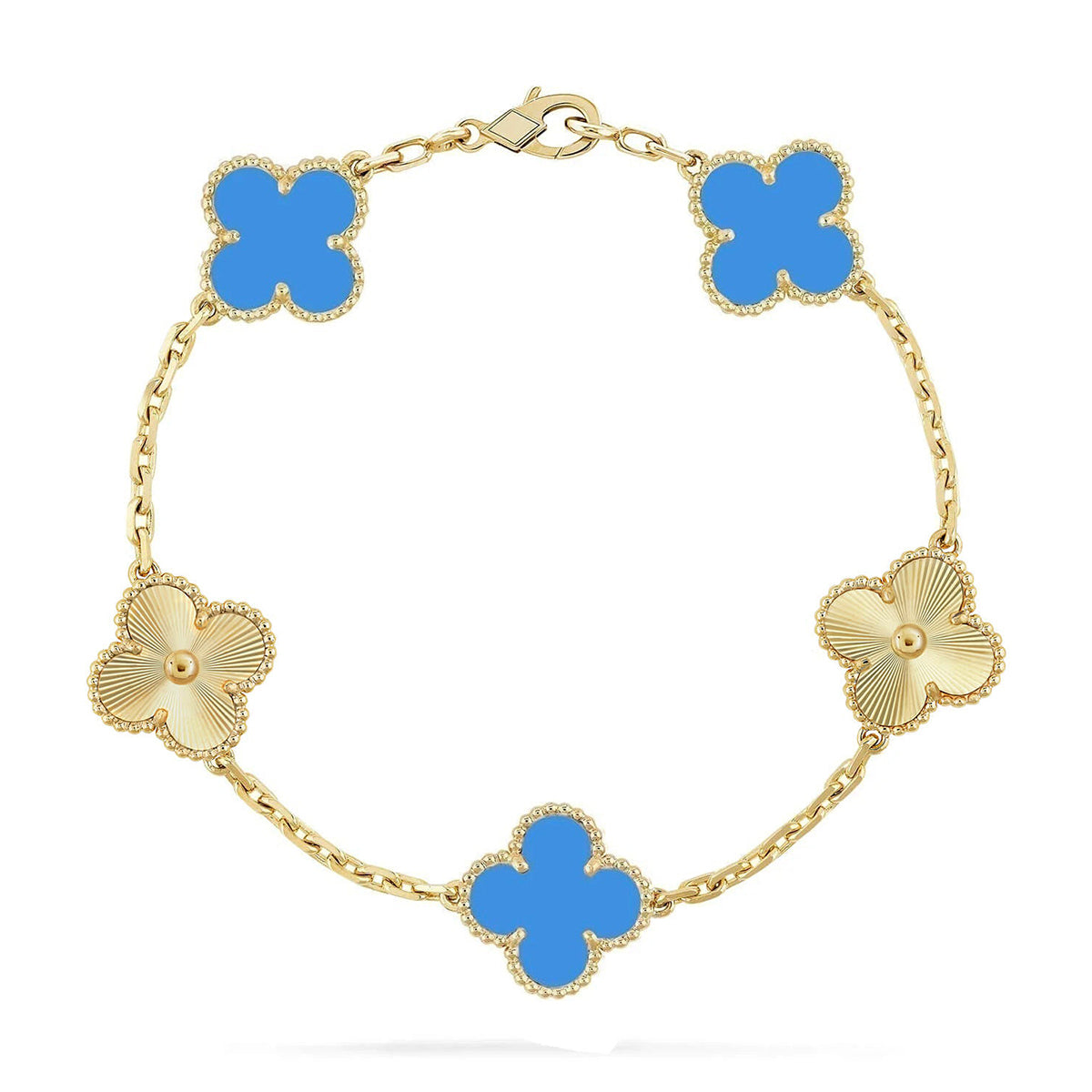 [lume Jewelry]New CLOVER 5 MOTIF BLUE AGATE BRACELET COLLECTION