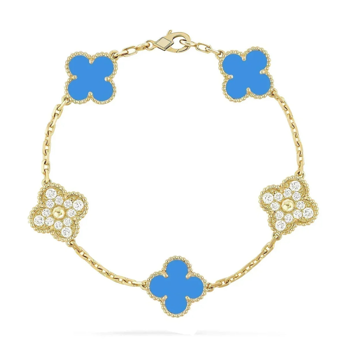 [lume Jewelry]New CLOVER 5 MOTIF BLUE AGATE BRACELET COLLECTION