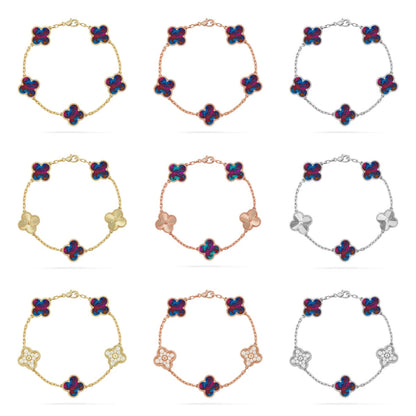 [lume Jewelry]New CLOVER 5 MOTIF COLOR GEMSTONES BRACELET COLLECTION