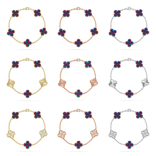 [lume Jewelry]New CLOVER 5 MOTIF COLOR GEMSTONES BRACELET COLLECTION