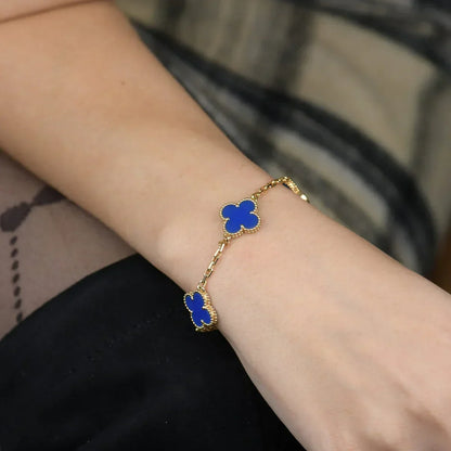 [lume Jewelry]New CLOVER 5 MOTIF BLUE AGATE BRACELET COLLECTION