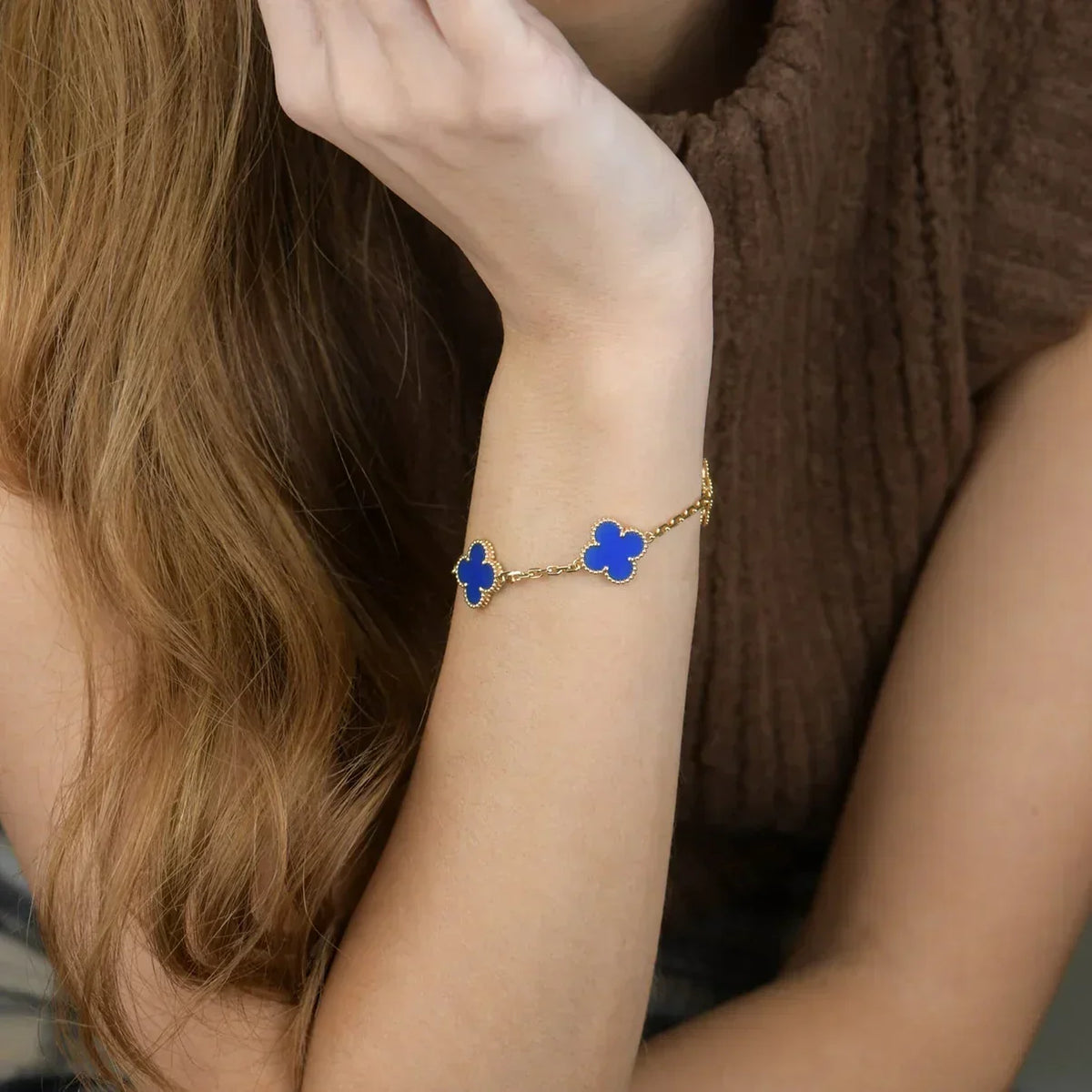 [lume Jewelry]New CLOVER 5 MOTIF BLUE AGATE BRACELET COLLECTION