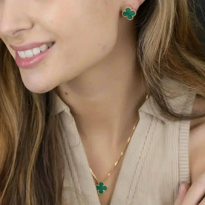 ¡®lume Jewelry¡¯CLOVER MINI 9.5MM MALACHITE  EARRINGS