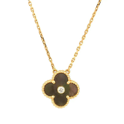 ¡®lume Jewelry¡¯CLOVER 15MM DIAMOND AND MOTHER-OF-GREY NECKLACE