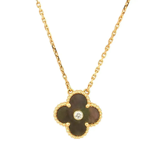 ¡®lume Jewelry¡¯CLOVER 15MM DIAMOND AND MOTHER-OF-GREY NECKLACE