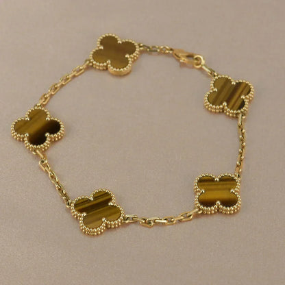 [lume Jewelry]New  CLOVER 5 MOTIFS TIGER EYE BRACELET COLLECTION