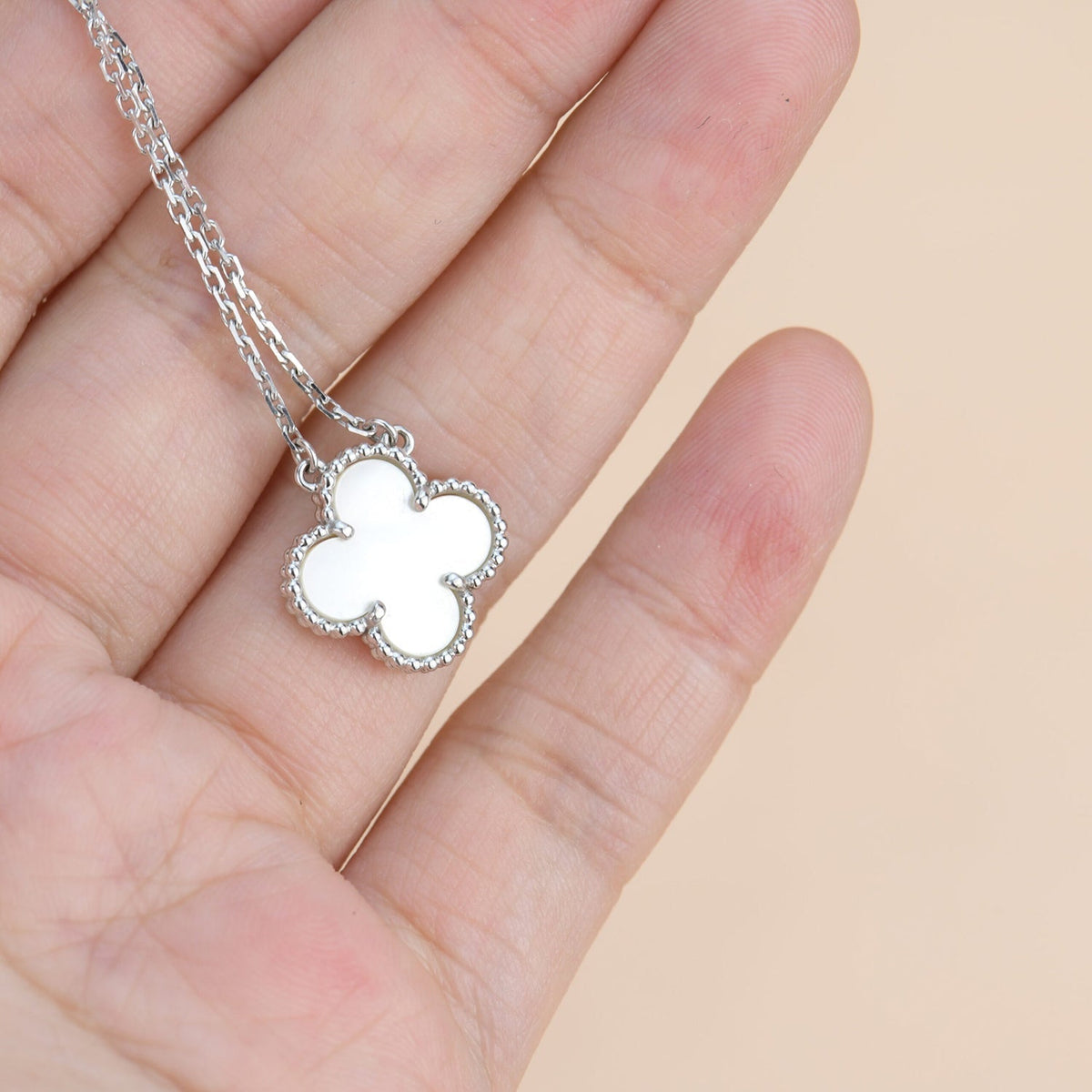 ¡®lume Jewelry¡¯CLOVER  15MM WHITE MOTHER-OF-PEARL SILVER