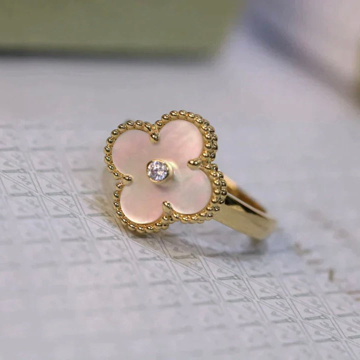 ¡®lume Jewelry¡¯CLOVER PINK MOP RING GOLD DIAMOND