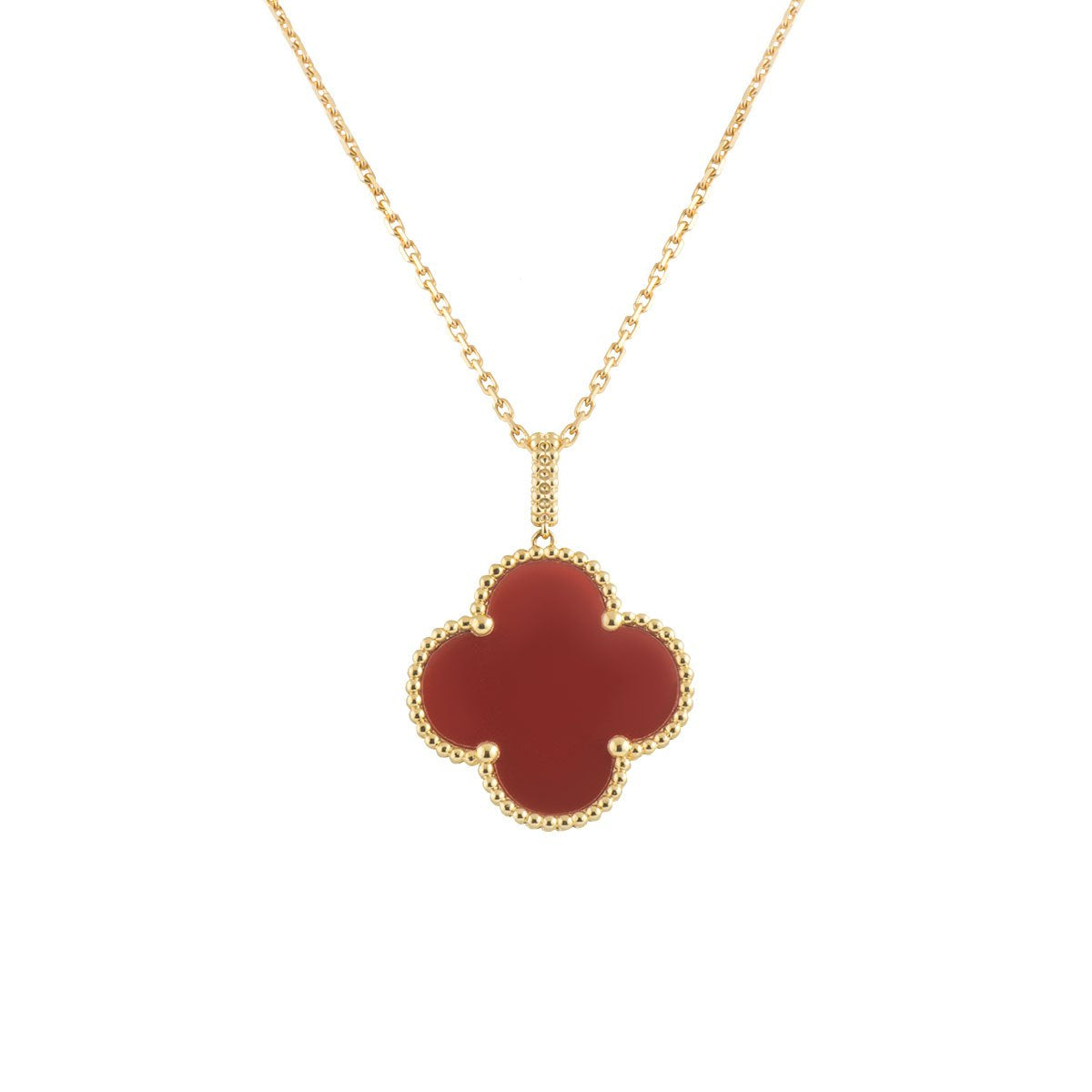 ¡®lume Jewelry¡¯CLOVER 25MM NECKLACE GOLD CARNELIAN