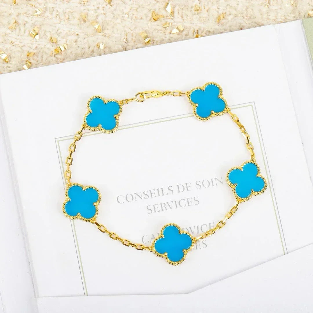 [lume Jewelry]New  CLOVER 5 MOTIF TURQUOISE BRACELET COLLECTION