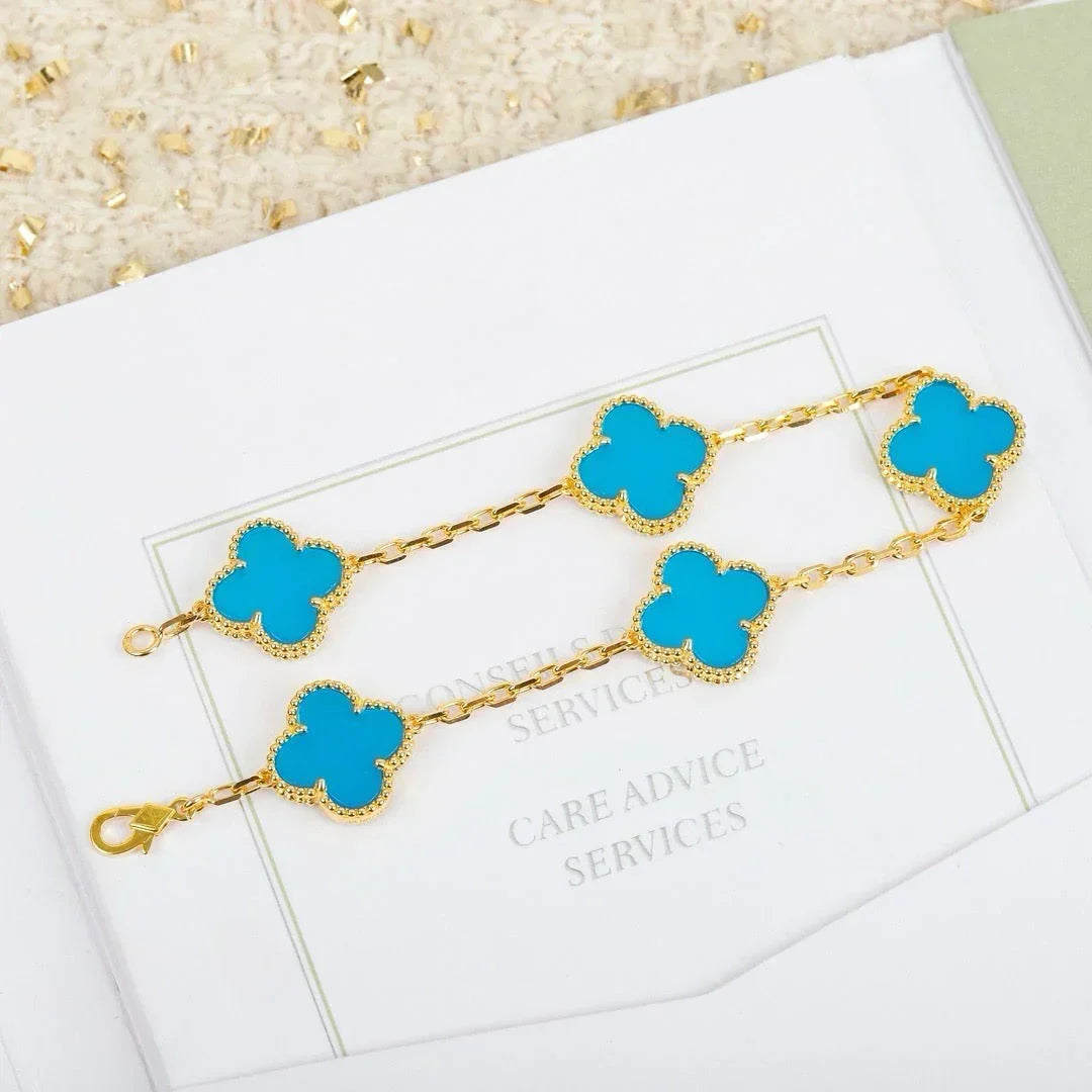 [lume Jewelry]New  CLOVER 5 MOTIF TURQUOISE BRACELET COLLECTION