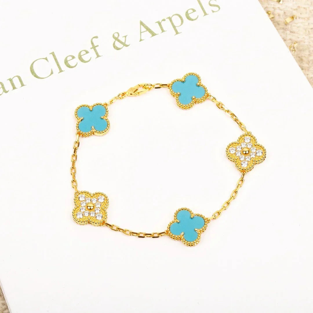 [lume Jewelry]New  CLOVER 5 MOTIF TURQUOISE BRACELET COLLECTION