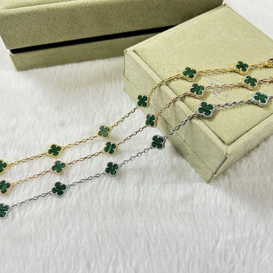 [¡®lume Jewelry¡¯]CLOVER 6 MOTIF MALACHITE BRACELET
