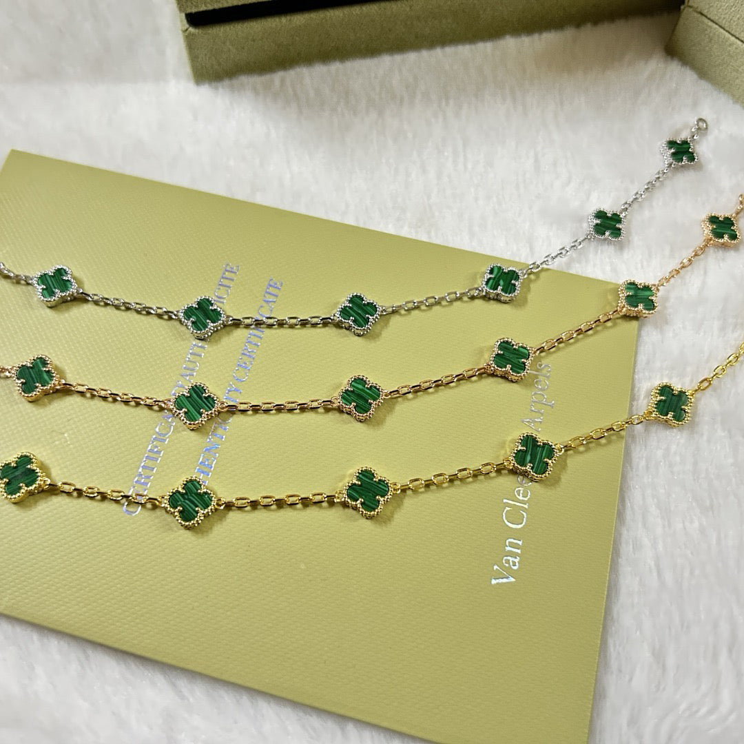 [¡®lume Jewelry¡¯]CLOVER 6 MOTIF MALACHITE BRACELET