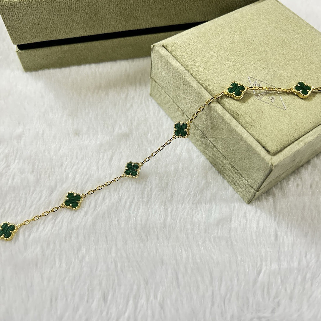 [¡®lume Jewelry¡¯]CLOVER 6 MOTIF MALACHITE BRACELET