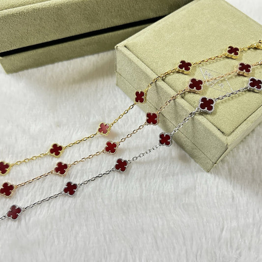 [¡®lume Jewelry¡¯]CLOVER 6 MOTIF RED AGATE BRACELET