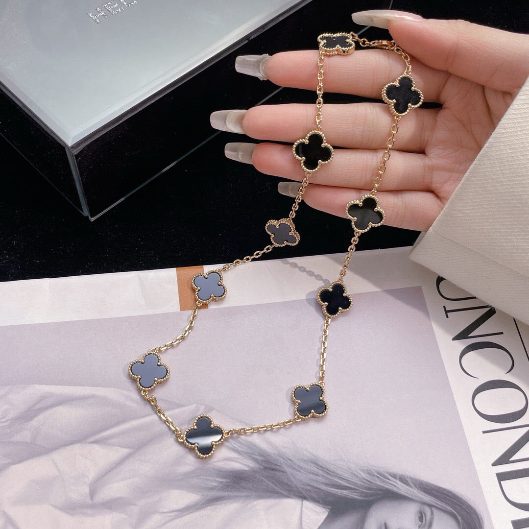 ¡®lume Jewelry¡¯CLOVER 10 MOTIFS ONYX NECKLACE