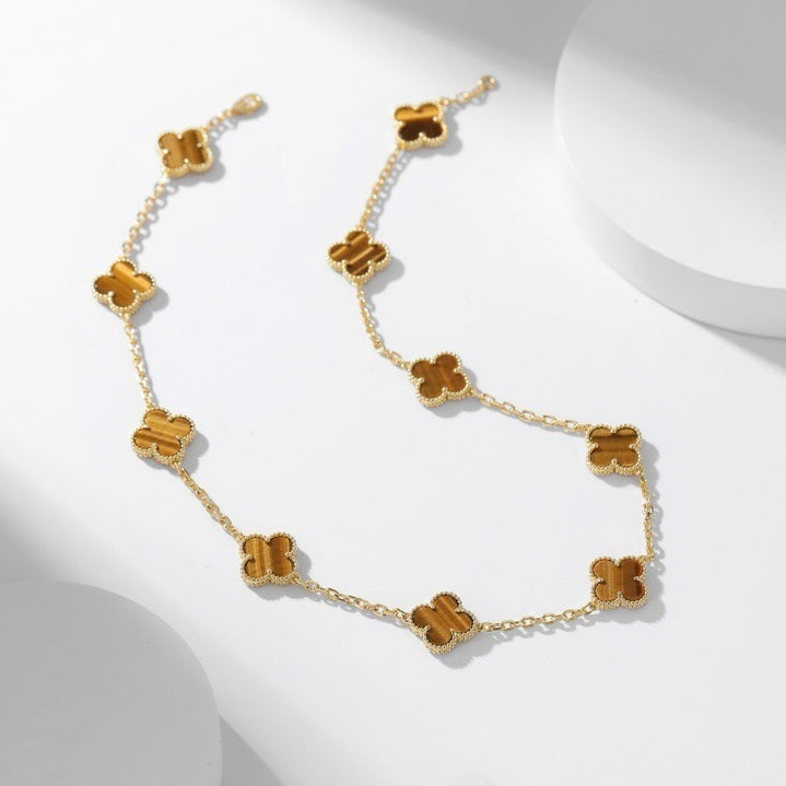 ¡®lume Jewelry¡¯CLOVER 10 MOTIFS TIGER EYE NECKLACE