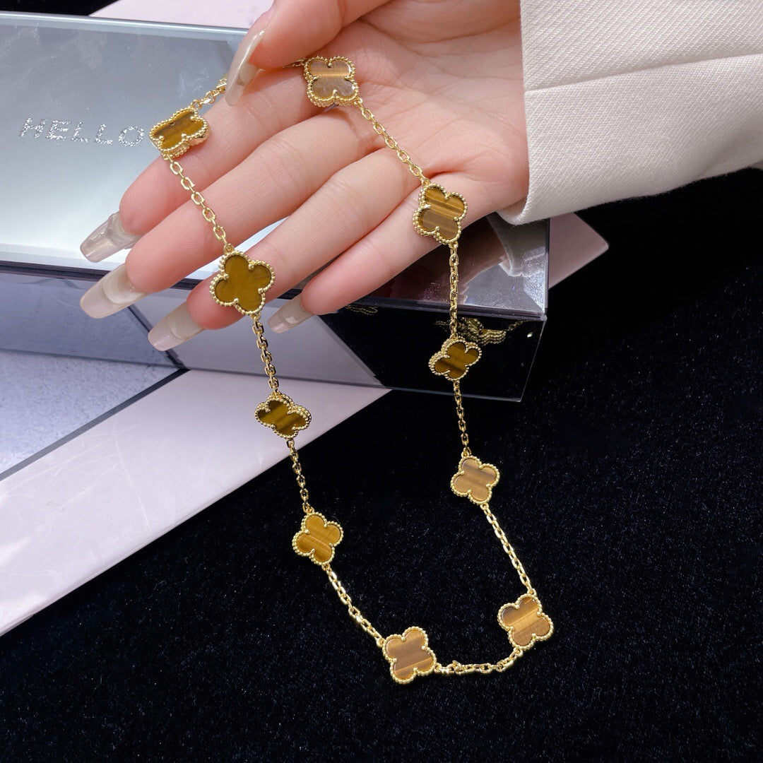 ¡®lume Jewelry¡¯CLOVER 10 MOTIFS TIGER EYE NECKLACE