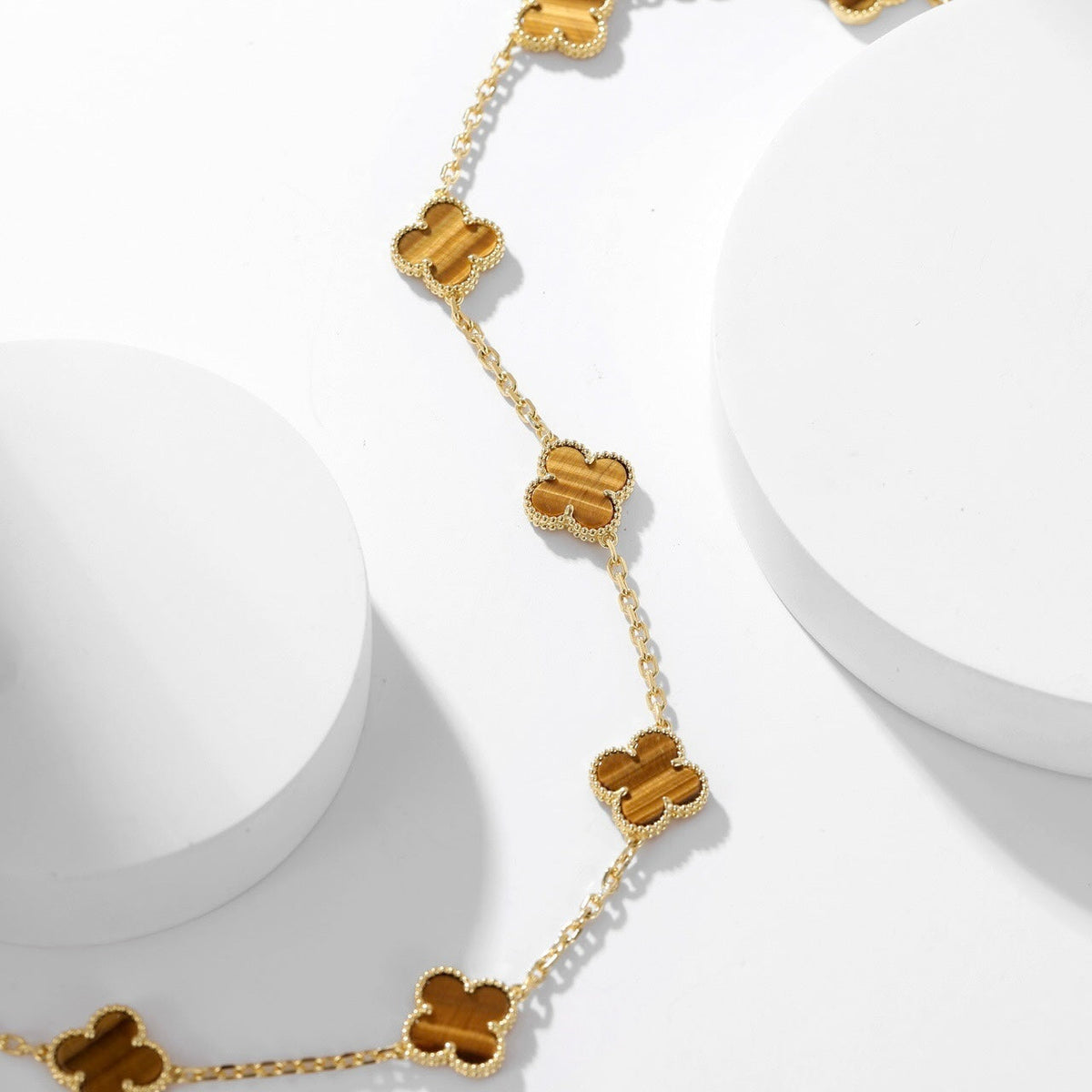 ¡®lume Jewelry¡¯CLOVER 10 MOTIFS TIGER EYE NECKLACE