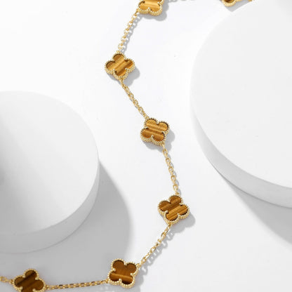 ¡®lume Jewelry¡¯CLOVER 10 MOTIFS TIGER EYE NECKLACE