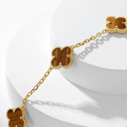 ¡®lume Jewelry¡¯CLOVER 10 MOTIFS TIGER EYE NECKLACE