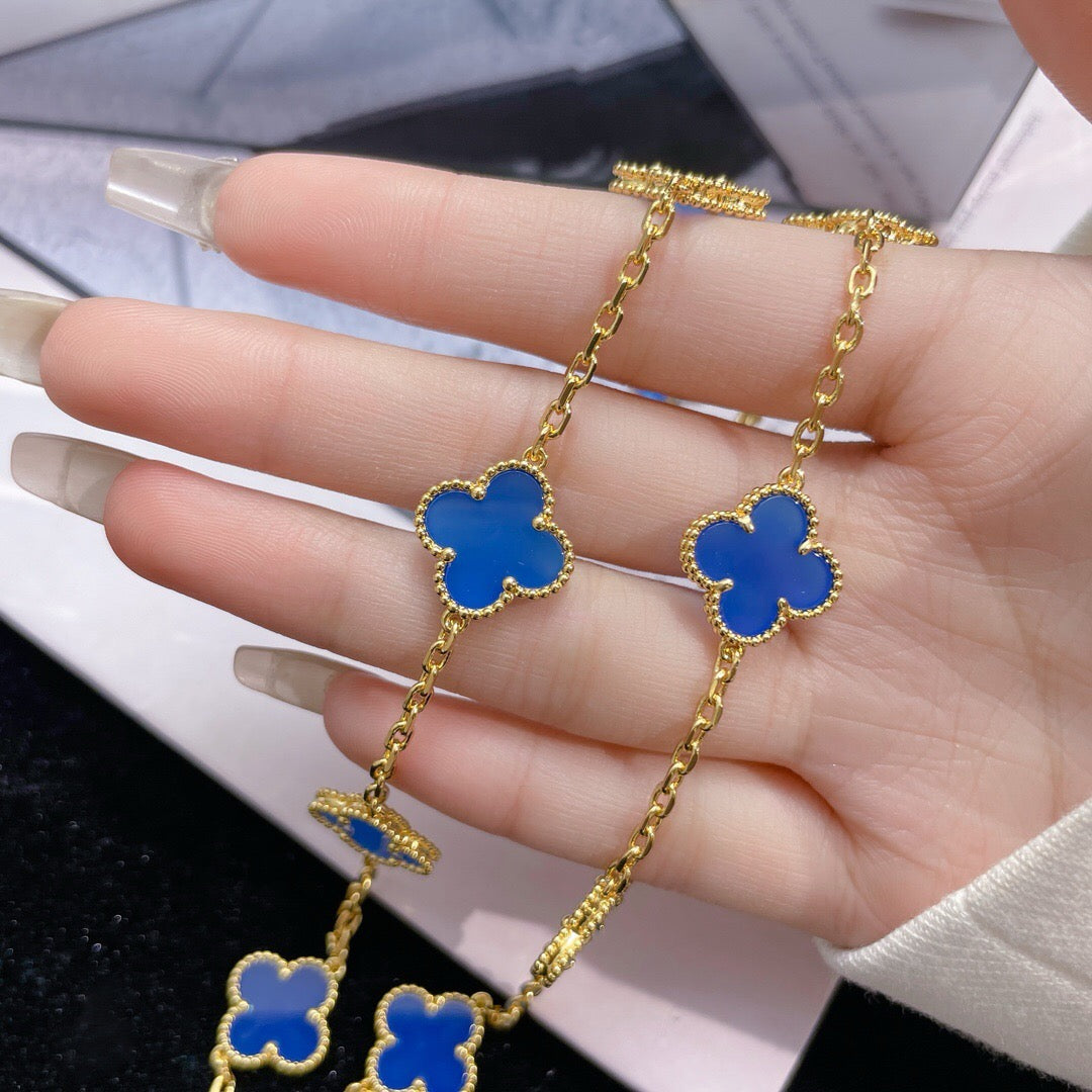 ¡®lume Jewelry¡¯CLOVER 10 MOTIFS BLUE AGATE NECKLACE