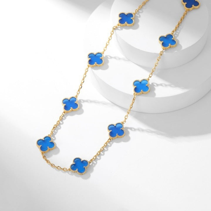 ¡®lume Jewelry¡¯CLOVER 10 MOTIFS BLUE AGATE NECKLACE