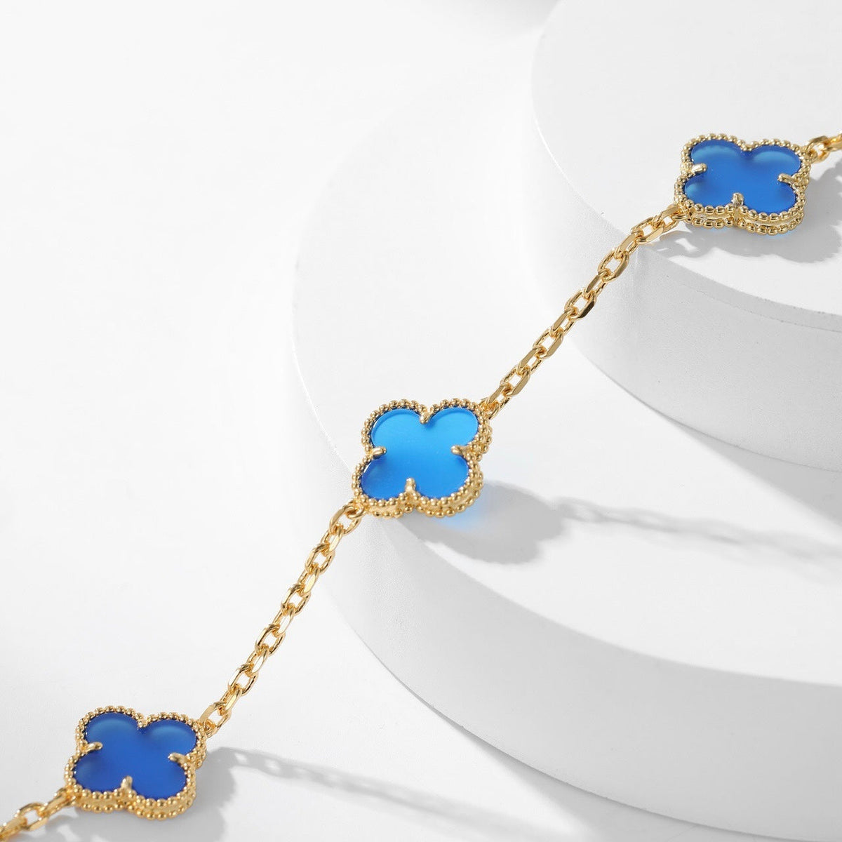 ¡®lume Jewelry¡¯CLOVER 10 MOTIFS BLUE AGATE NECKLACE