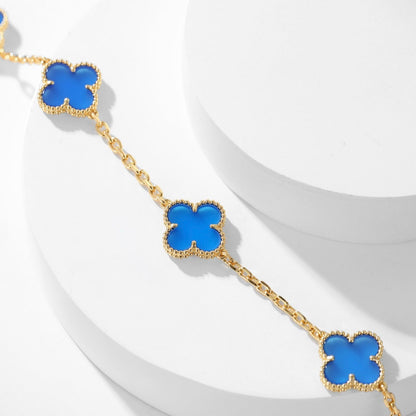 ¡®lume Jewelry¡¯CLOVER 10 MOTIFS BLUE AGATE NECKLACE