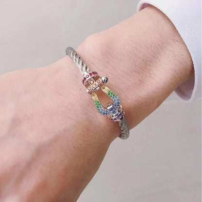 ¡®lume Jewelry¡¯FORC LARGE HORSESHOE  COLORED DIAMOND BRACELET SILVER