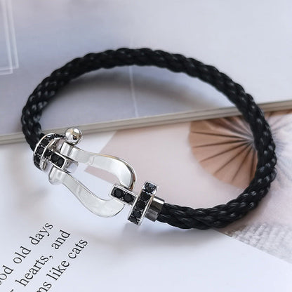 ¡®lume Jewelry¡¯FORCE LARGE HORSESHOE BLACK DIAMOND BRACELET SILVER