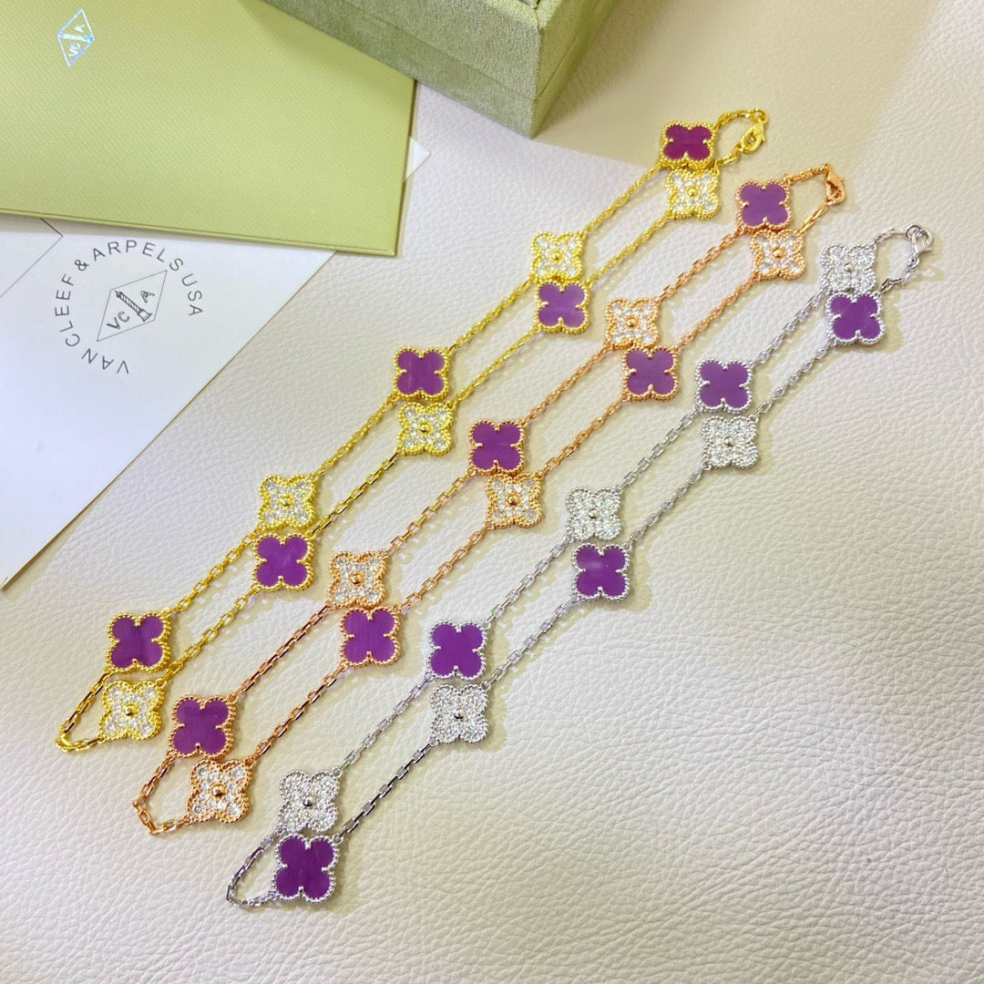 ¡®lume Jewelry¡¯CLOVER 10 MOTIFS  PURPLE VIOLET DIAMOND NECKLACE