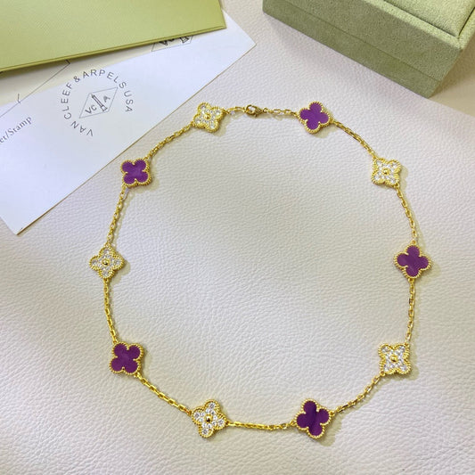 ¡®lume Jewelry¡¯CLOVER 10 MOTIFS  PURPLE VIOLET DIAMOND NECKLACE