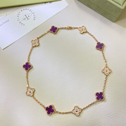 ¡®lume Jewelry¡¯CLOVER 10 MOTIFS  PURPLE VIOLET DIAMOND NECKLACE