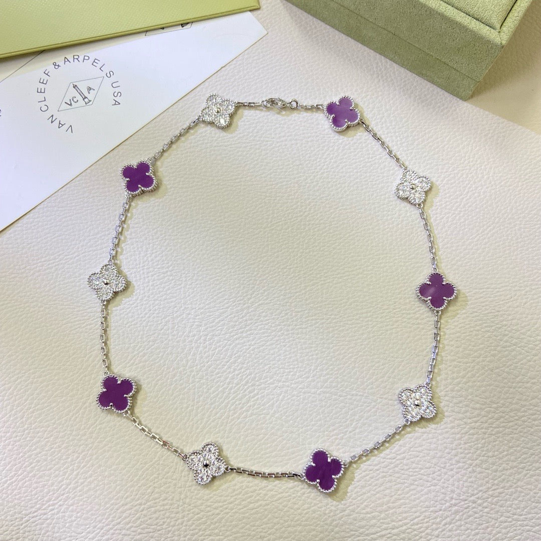 ¡®lume Jewelry¡¯CLOVER 10 MOTIFS  PURPLE VIOLET DIAMOND NECKLACE