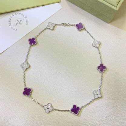 ¡®lume Jewelry¡¯CLOVER 10 MOTIFS  PURPLE VIOLET DIAMOND NECKLACE