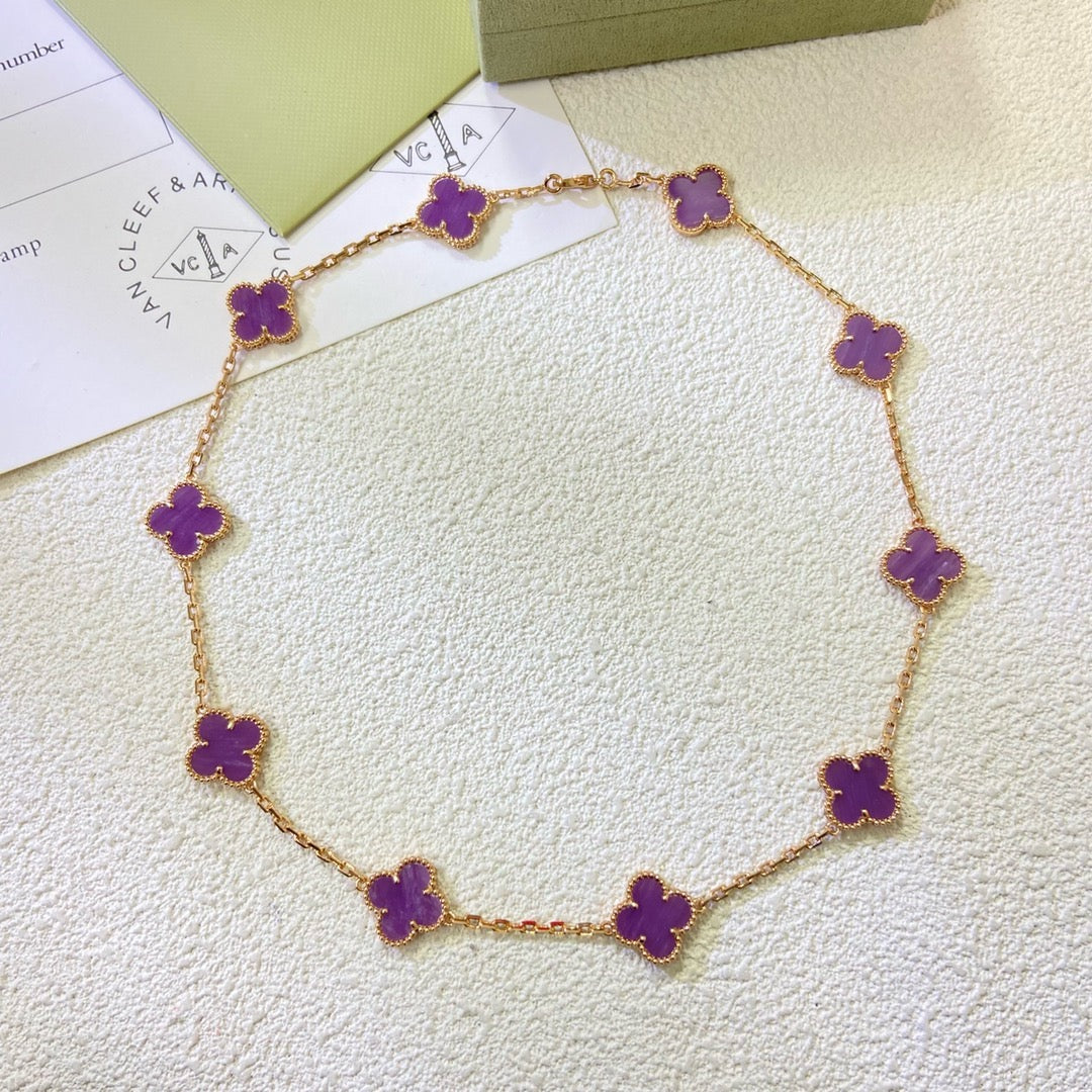 ¡®lume Jewelry¡¯CLOVER 10 MOTIFS  PURPLE VIOLET  NECKLACE