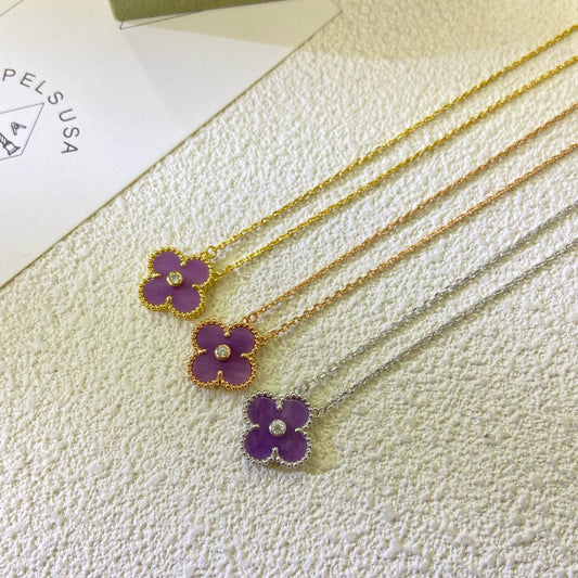 ¡®lume Jewelry¡¯CLOVER 15MM DIAMOND  PURPLE VIOLET NECKLACE