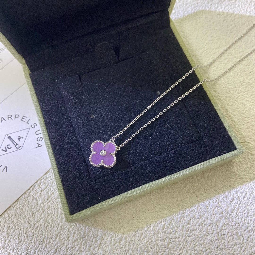 ¡®lume Jewelry¡¯CLOVER 15MM DIAMOND  PURPLE VIOLET NECKLACE