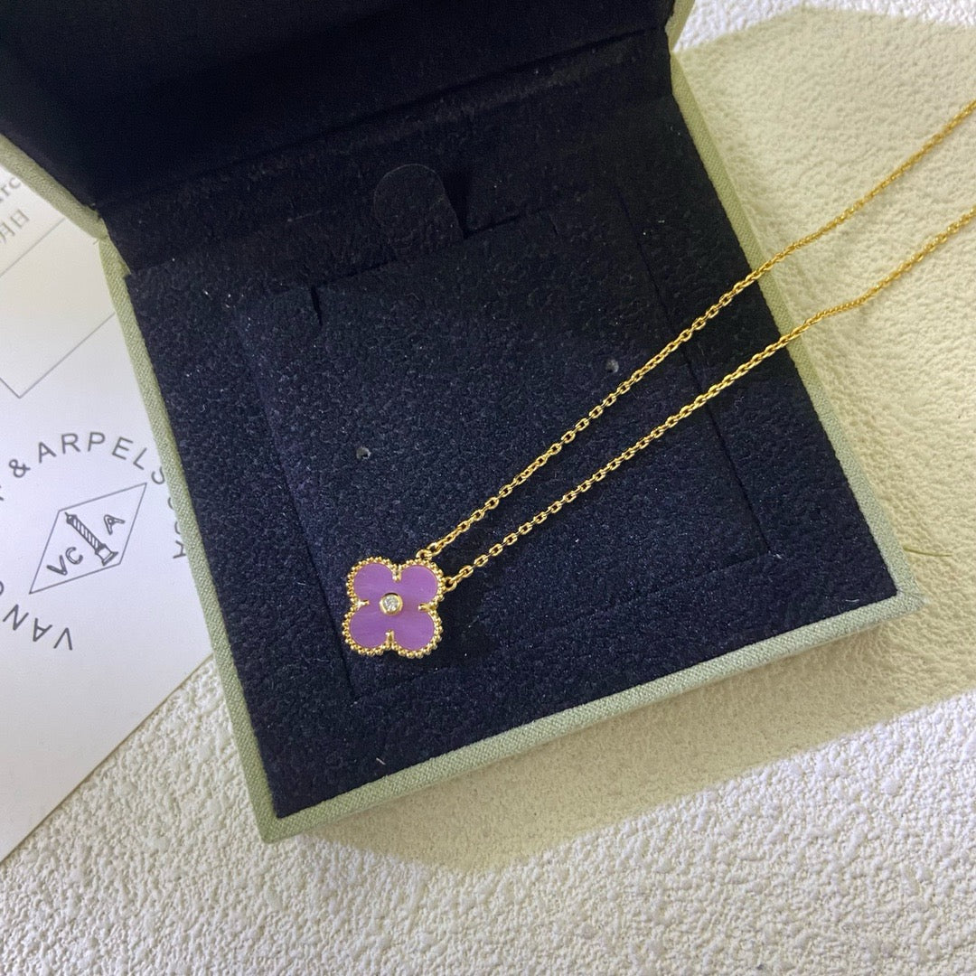 ¡®lume Jewelry¡¯CLOVER 15MM DIAMOND  PURPLE VIOLET NECKLACE