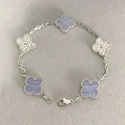 [lume Jewelry]New  CLOVER 5 MOTIF PURPLE CHALCEDONY BRACELET COLLECTION