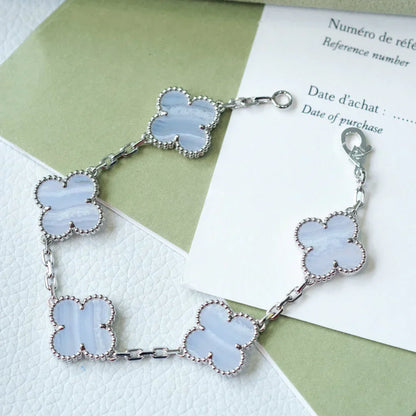 [lume Jewelry]New  CLOVER 5 MOTIF PURPLE CHALCEDONY BRACELET COLLECTION