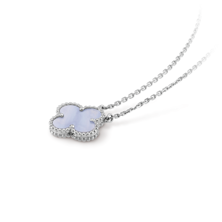 ¡®lume Jewelry¡¯CLOVER 15MM BLUE CHALCEDONY NECKLACE SILVER