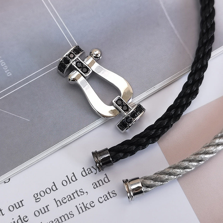 ¡®lume Jewelry¡¯FORCE LARGE HORSESHOE BLACK DIAMOND BRACELET SILVER