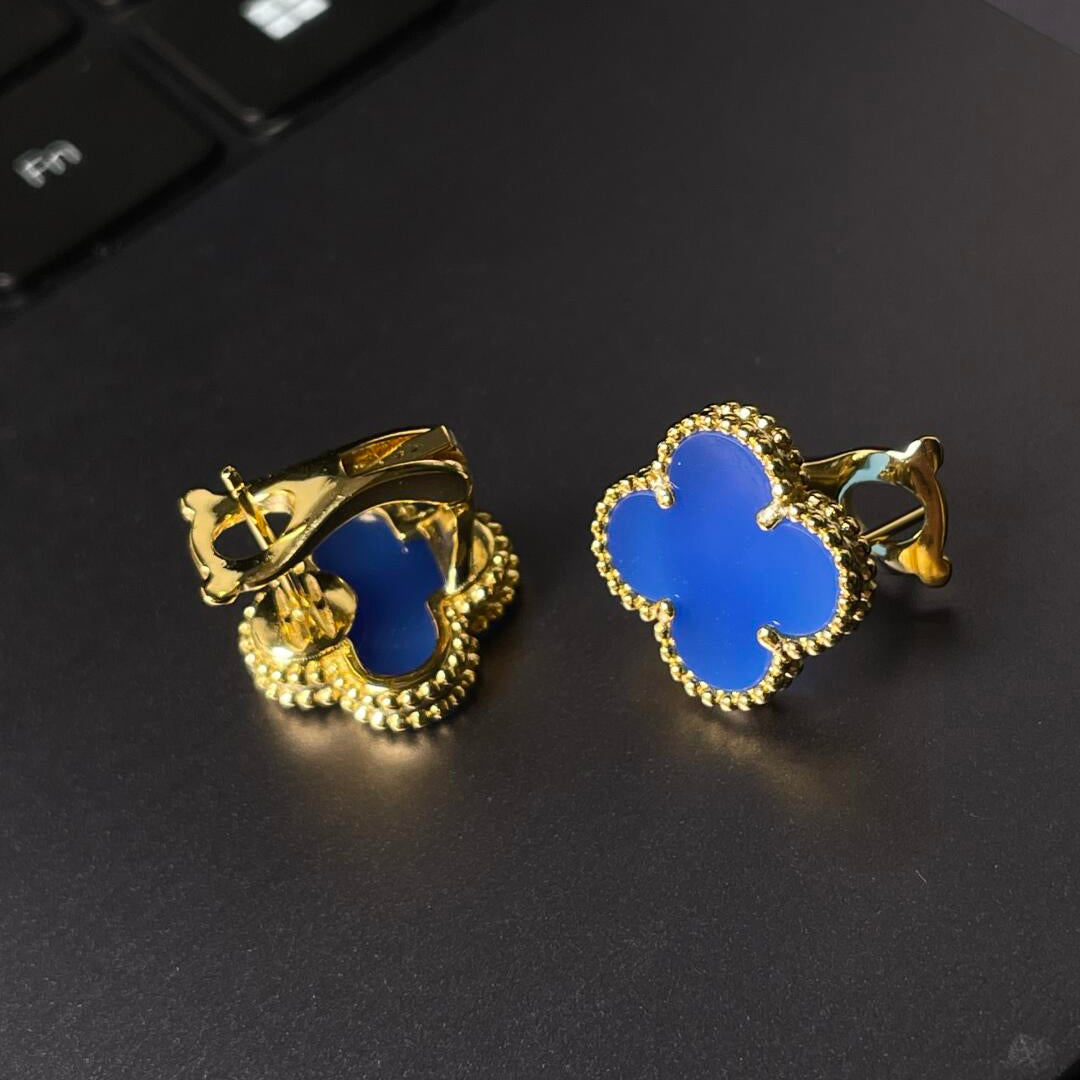 [lume Jewelry] CLOVER LARGE (20mm) 1 MOTIFS BLUE MOP STUD EARRINGS