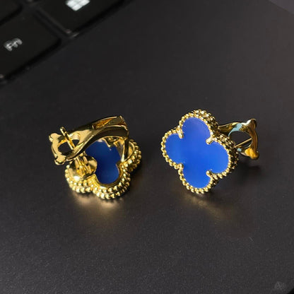 [lume Jewelry] CLOVER LARGE (20mm) 1 MOTIFS BLUE MOP STUD EARRINGS
