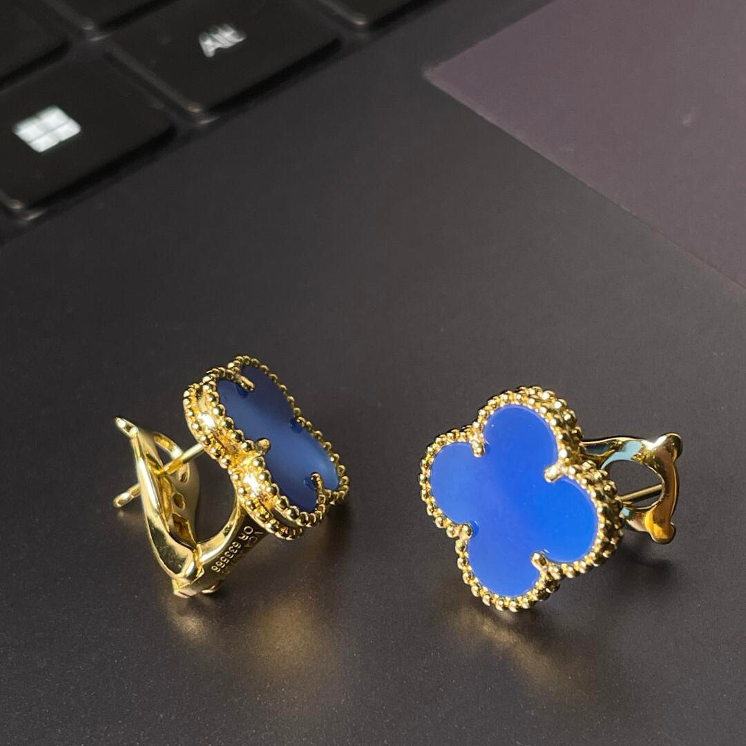 [lume Jewelry] CLOVER LARGE (20mm) 1 MOTIFS BLUE MOP STUD EARRINGS