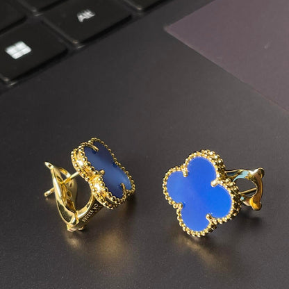 [lume Jewelry] CLOVER LARGE (20mm) 1 MOTIFS BLUE MOP STUD EARRINGS