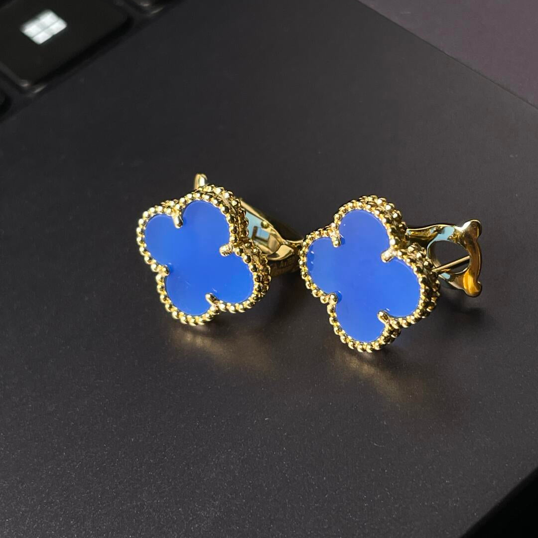 [lume Jewelry] CLOVER LARGE (20mm) 1 MOTIFS BLUE MOP STUD EARRINGS